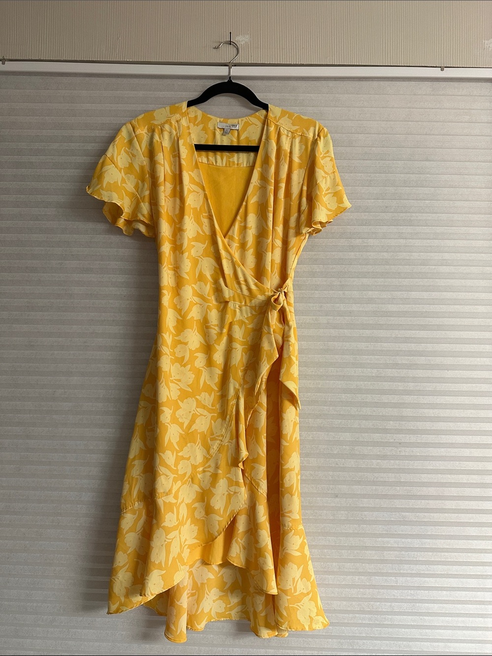 Joie Yellow Floral Wrap High-Low Dress